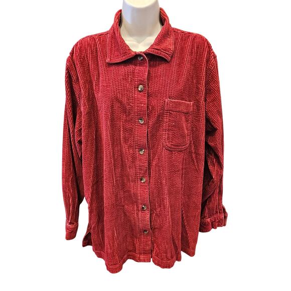 Ll bean coral corduroy womens shaket Button up warm winter 1X minimalist comfy - Picture 2 of 8